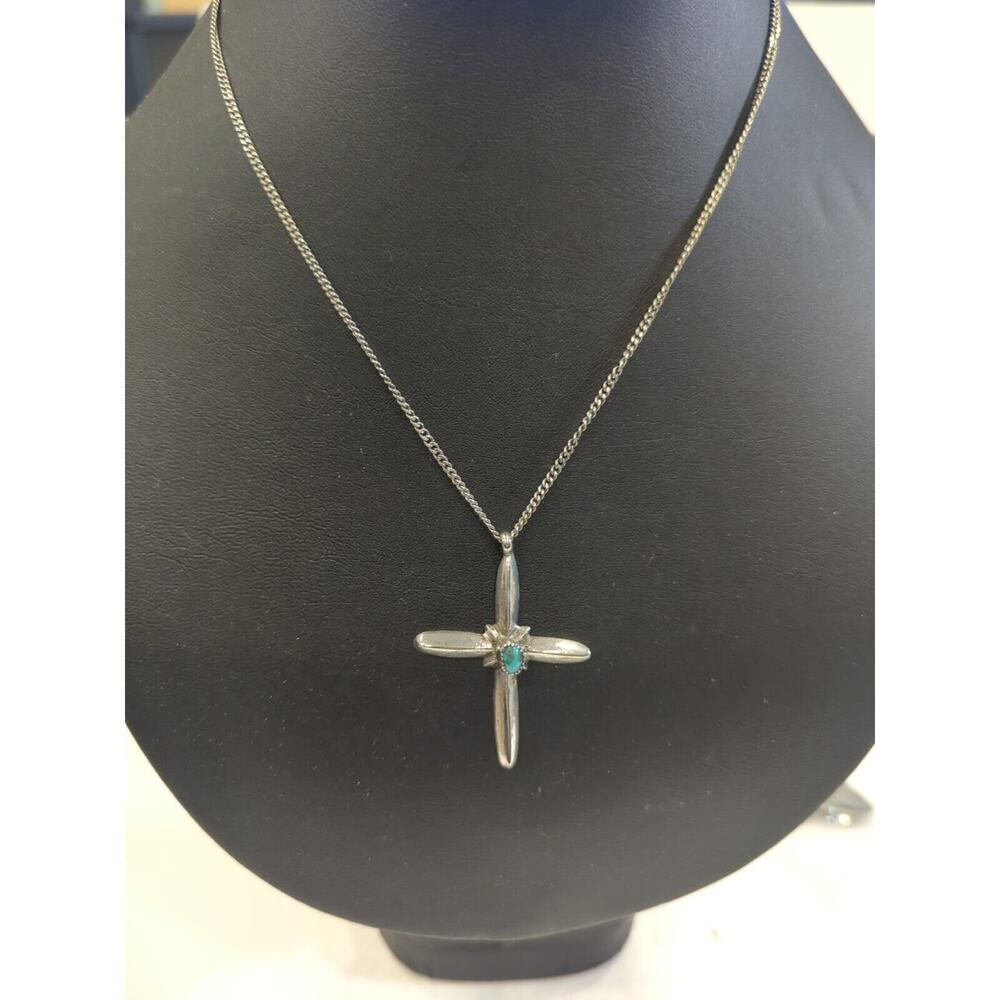 Handmade Sterling Silver 2" Cross Pendant on a 12” Cuban Chain‎ 11.5 Gram Marked